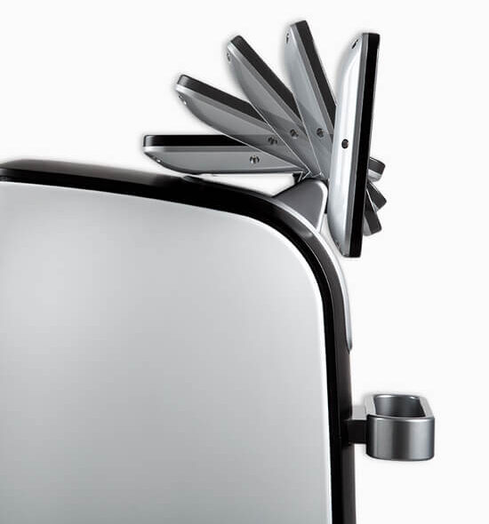 Close-up of a medical aesthetic device screen in adjustable positions, used for cosmetic treatments and skin procedures